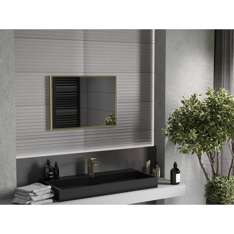 Mexen Loft lustro łazienkowe prostokątne 70 x 50 cm, rama złota szczotkowana - 9852-070-050-000-50