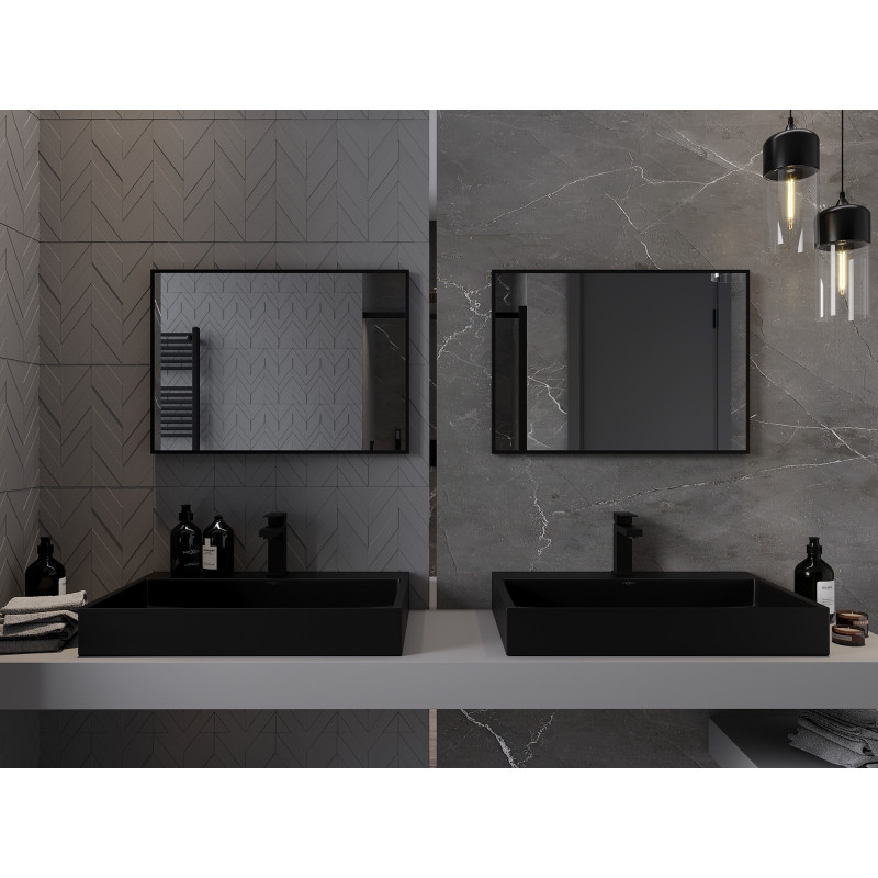 Mexen Loft lustro łazienkowe prostokątne 70 x 50 cm, rama czarna - 9852-070-050-000-70