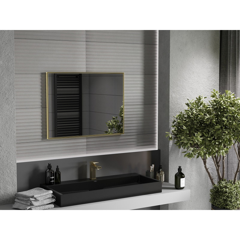 Mexen Loft lustro łazienkowe prostokątne 80 x 60 cm, rama złota - 9852-080-060-000-50