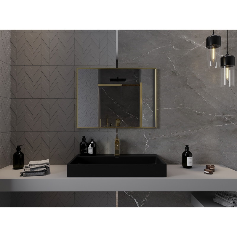 Mexen Loft lustro łazienkowe prostokątne 80 x 60 cm, rama złota - 9852-080-060-000-50