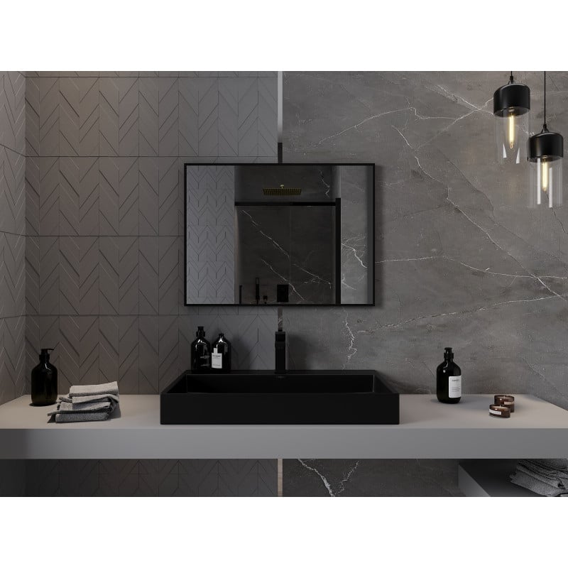 Mexen Loft lustro łazienkowe prostokątne 80 x 60 cm, rama czarna - 9852-080-060-000-70