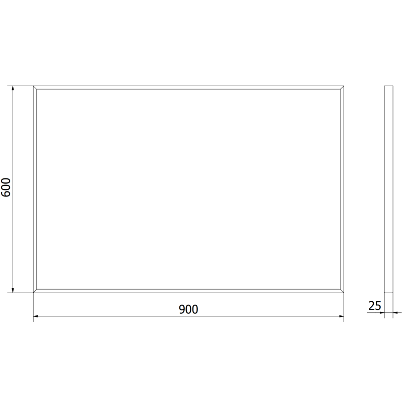 Mexen Loft lustro łazienkowe prostokątne 90 x 60 cm, rama czarna - 9852-090-060-000-70