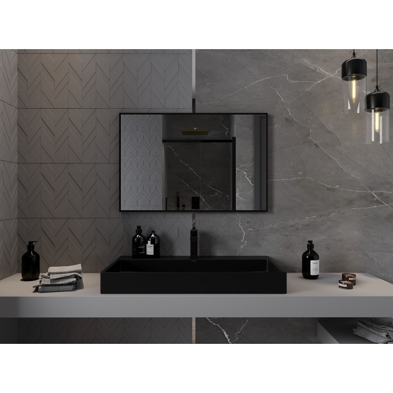 Mexen Loft lustro łazienkowe prostokątne 90 x 60 cm, rama czarna - 9852-090-060-000-70