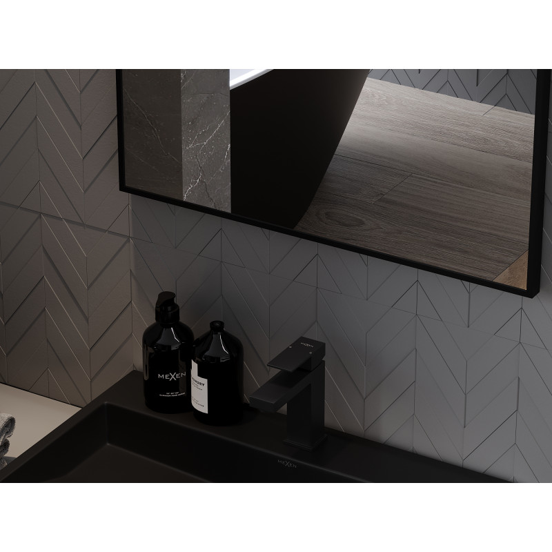 Mexen Loft lustro łazienkowe prostokątne 70 x 50 cm, rama czarna - 9852-070-050-000-70
