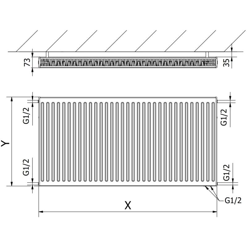 Mexen CV21 grzejnik płytowy 500 x 1600 mm, podłączenie dolne, 1772 W, antracyt - W621-050-160-66
