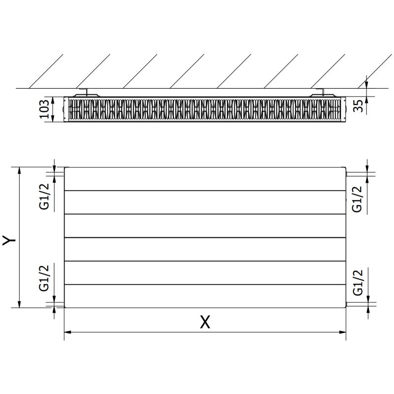 Mexen Line CL22 grzejnik płytowy 300 x 1400 mm, podłączenie boczne, 1261 W, antracyt - W422L-030-140-66
