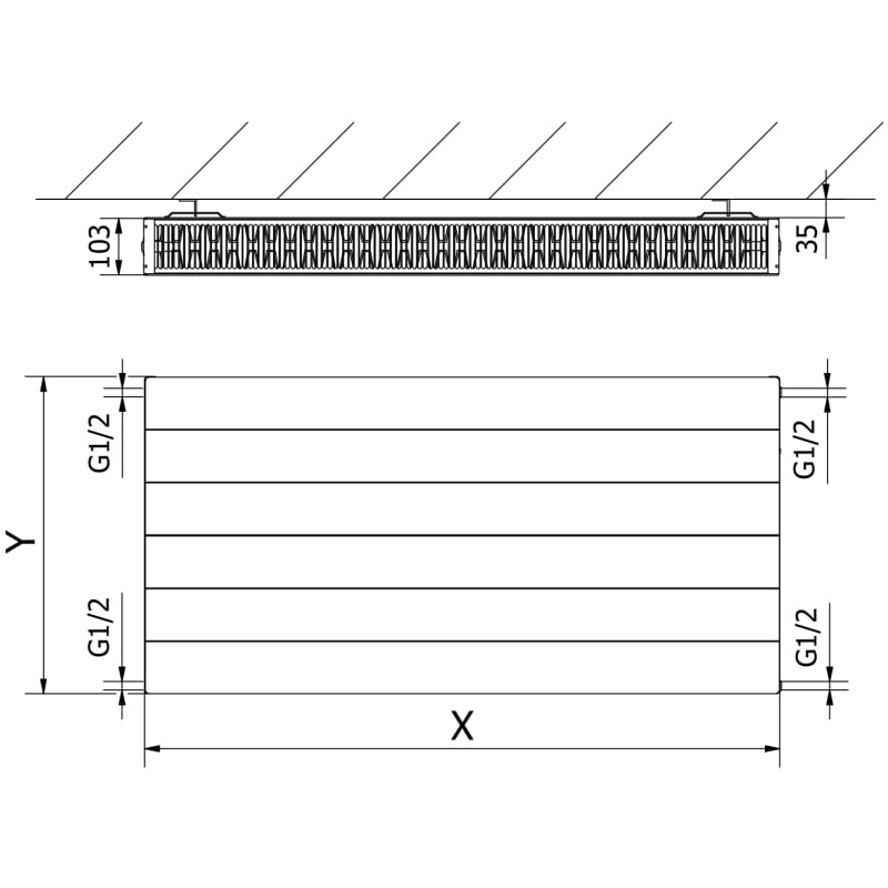 Mexen Line CL22 grzejnik płytowy 500 x 1600 mm, podłączenie boczne, 2183 W, antracyt - W422L-050-160-66