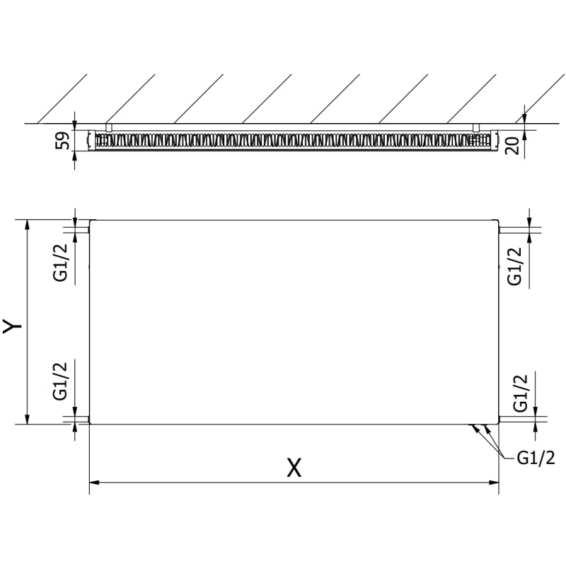 Mexen Flat CVF11 grzejnik płytowy 500 x 1600 mm, podłączenie dolne, 1092 W, antracyt - W611F-050-160-66