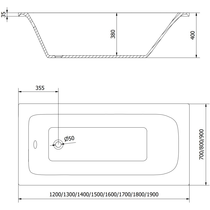 Mexen Vega wanna prostokątna 180 x 80 cm z obudową, biała - 55011808000X