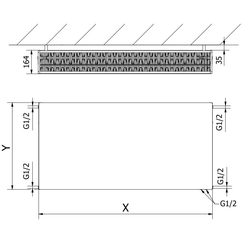 Mexen Flat CVF33 grzejnik płytowy 300 x 1200 mm, podłączenie dolne, 1488 W, antracyt - W633F-030-120-66
