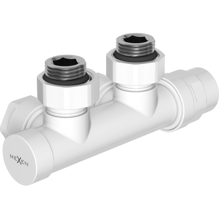 Mexen zawór grzejnikowy kątowy, Duplex, DN50, biały - W907-000-20