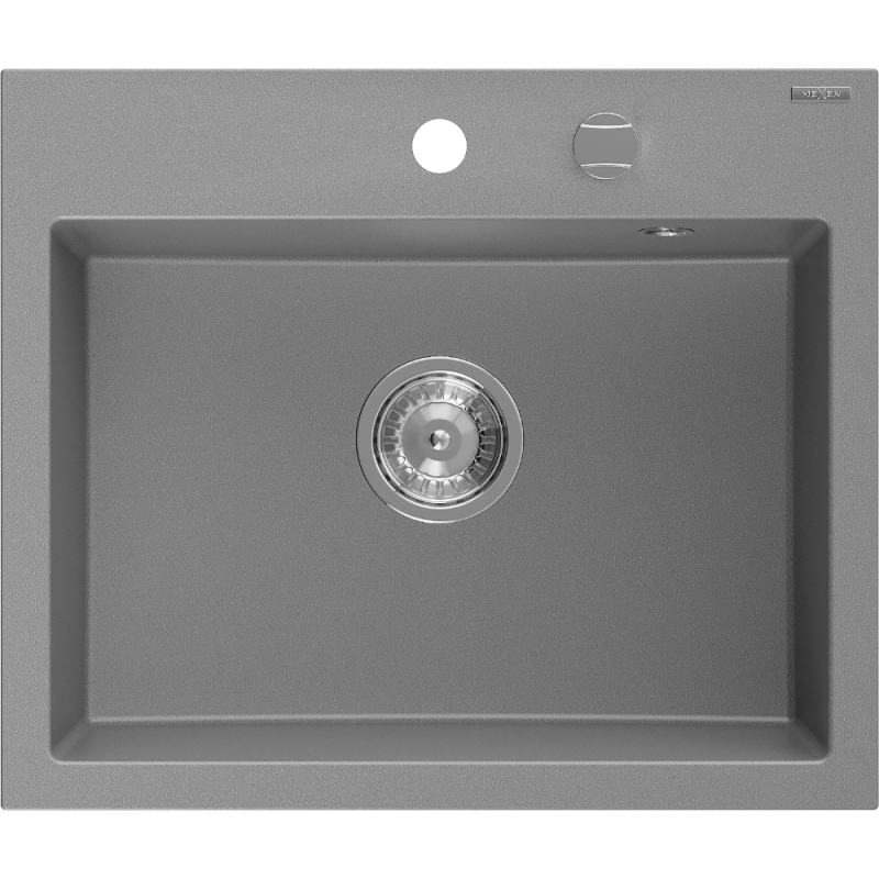 Mexen Oscar zlewozmywak granitowy 1-komorowy 580 x 490 mm, szary, syfon chrom - 6519581000-71
