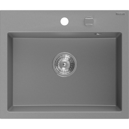 Mexen Oscar zlewozmywak granitowy 1-komorowy 580 x 490 mm, szary, syfon chrom - 6519581000-71