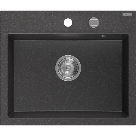 Mexen Oscar zlewozmywak granitowy 1-komorowy 580 x 490 mm, czarny nakrapiany, syfon chrom - 6519581000-76