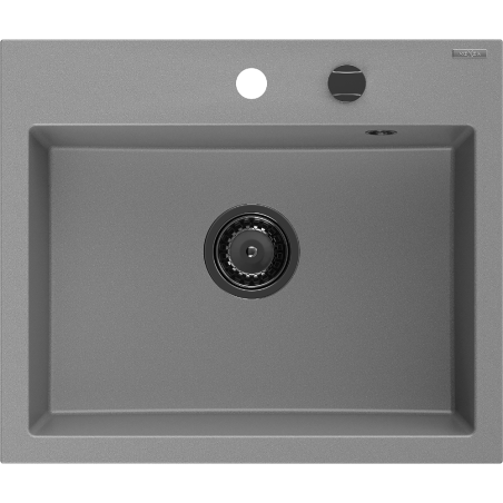 Mexen Oscar zlewozmywak granitowy 1-komorowy 580 x 490 mm, szary, syfon czarny - 6519581000-71-B
