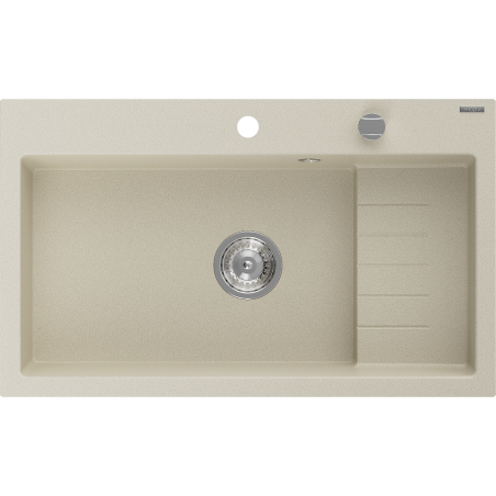 Mexen Omar zlewozmywak granitowy 1-komorowy 800 x 480 mm, beżowy, syfon chrom - 6520801005-69
