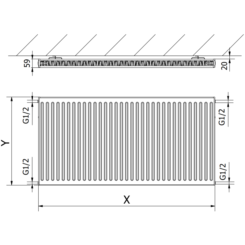 Mexen C11 grzejnik płytowy 400 x 400 mm, podłączenie boczne, 259 W, czarny - W411-040-040-70