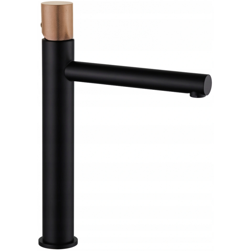 Mexen Elba One bateria umywalkowa wysoka, czarna/różowe złoto - 74111-76