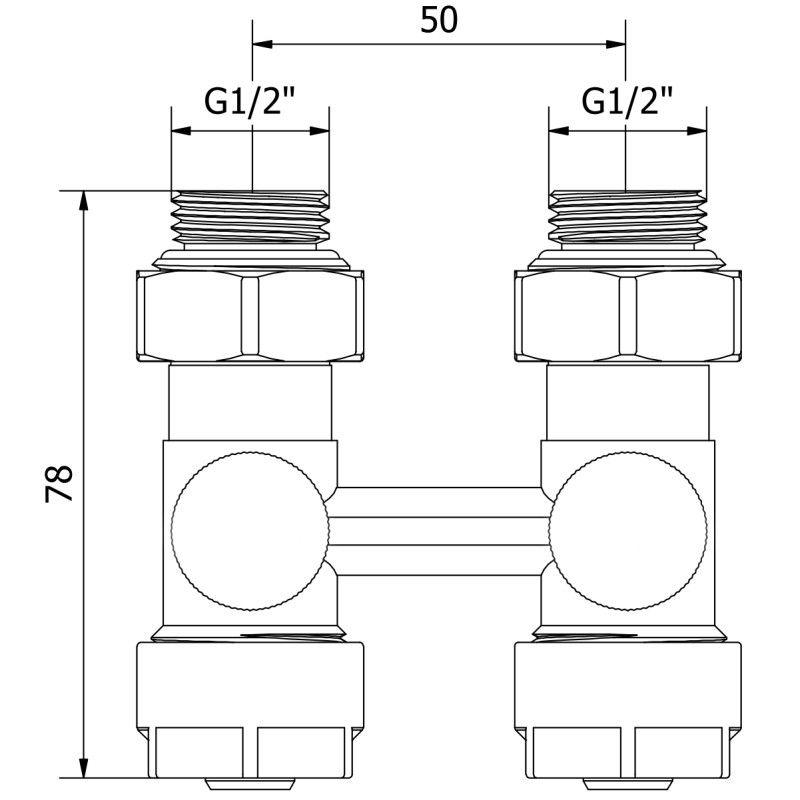 Mexen zawór grzejnikowy dwururowy DN50, prosty 1/2"x16 mm, nikiel  - W912-016-01