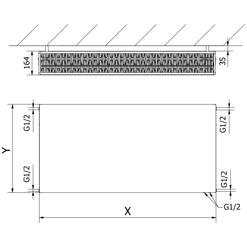 Mexen Flat CVF33 grzejnik płytowy 400 x 1100 mm, podłączenie dolne, 1740 W, czarny - W633F-040-110-70