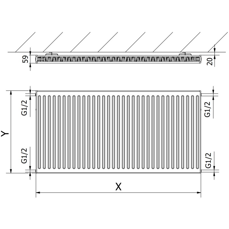 Mexen C11 grzejnik płytowy 600 x 700 mm, podłączenie boczne, 653 W, czarny - W411-060-070-70