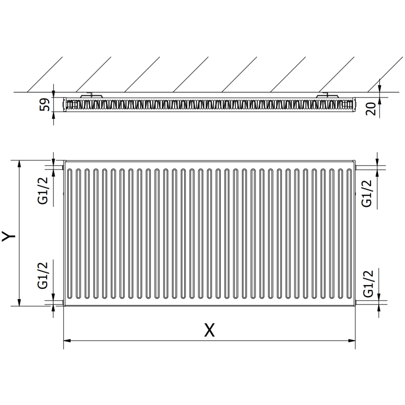 Mexen C11 grzejnik płytowy 600 x 1100 mm, podłączenie boczne, 1027 W, czarny - W411-060-110-70
