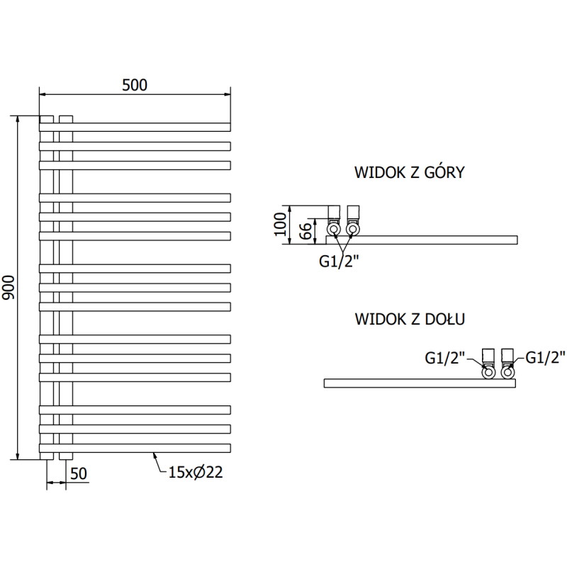 Mexen Neptun grzejnik łazienkowy dekoracyjny 900 x 500 mm, 369 W, antracyt - W101-0900-500-00-66