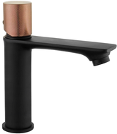 Mexen Royo One bateria umywalkowa, czarna/różowe złoto - 72201-76