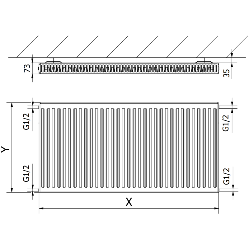 Mexen C21 grzejnik płytowy 400 x 1100 mm, podłączenie boczne, 1019 W, czarny - W421-040-110-70