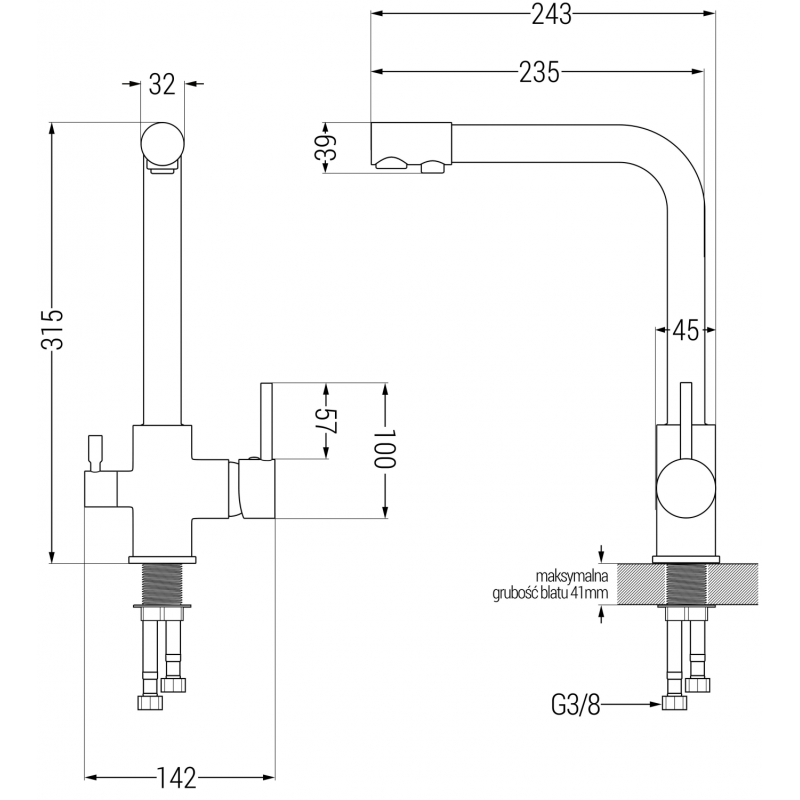 Mexen Duero bateria kuchenna, chrom - 671600-00