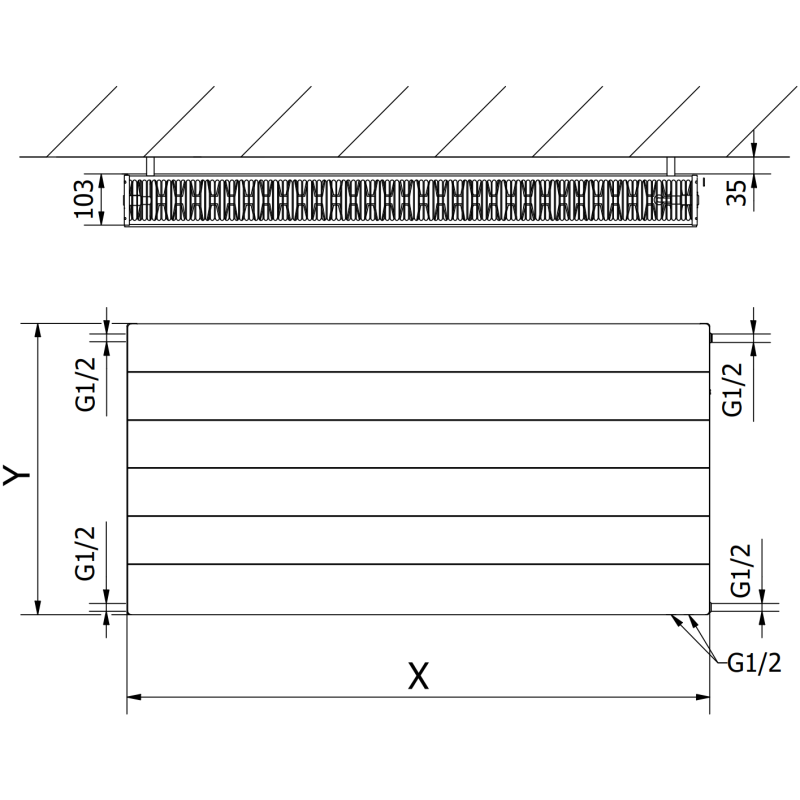 Mexen Line CVL22 grzejnik płytowy 400 x 1200 mm, podłączenie dolne, 1366 W, antracyt - W622L-040-120-66
