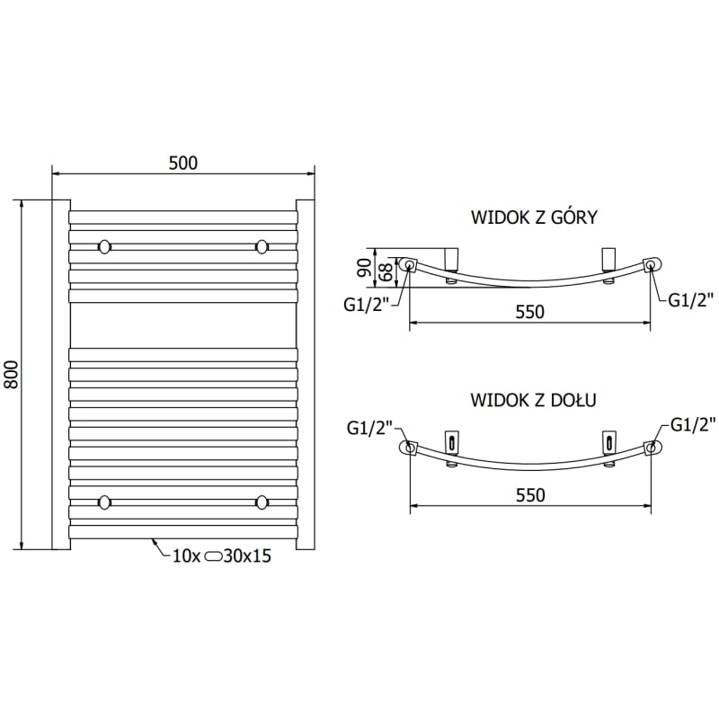 Mexen Helios grzejnik łazienkowy 800 x 600 mm, 448 W, antracyt - W103-0800-600-00-66