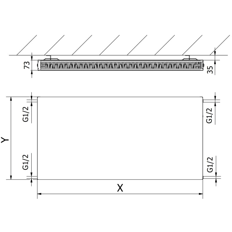 Mexen Flat CF21 grzejnik płytowy 500 x 1600 mm, podłączenie boczne, 1613 W, czarny - W421F-050-160-70