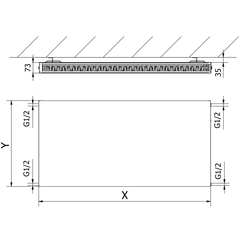 Mexen Flat CF21 grzejnik płytowy 600 x 2000 mm, podłączenie boczne, 2419 W, czarny - W421F-060-200-70