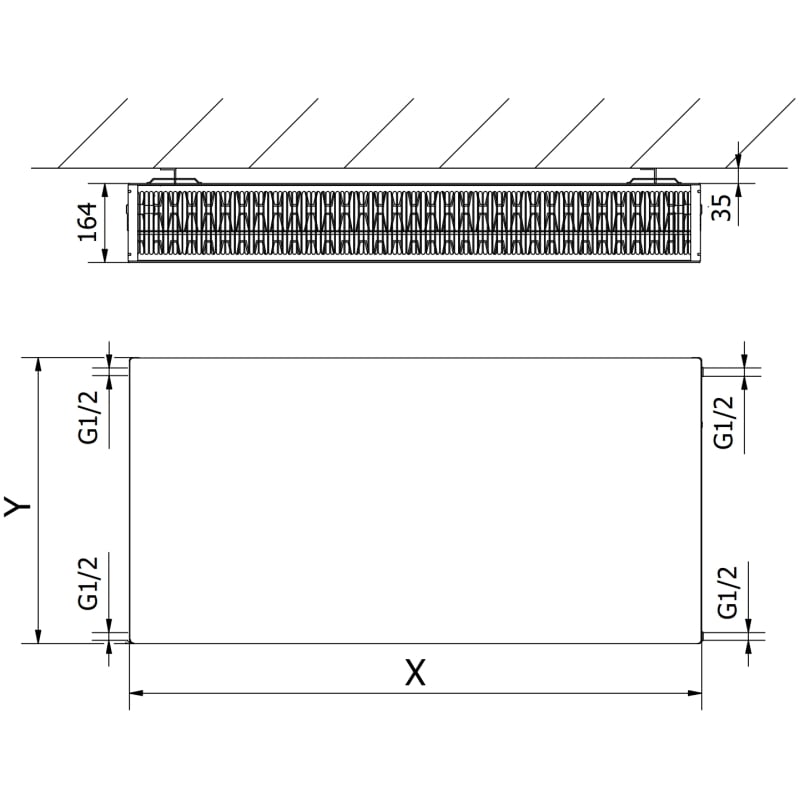 Mexen Flat CF33 grzejnik płytowy 500 x 1600 mm, podłączenie boczne, 3041 W, czarny - W433F-050-160-70