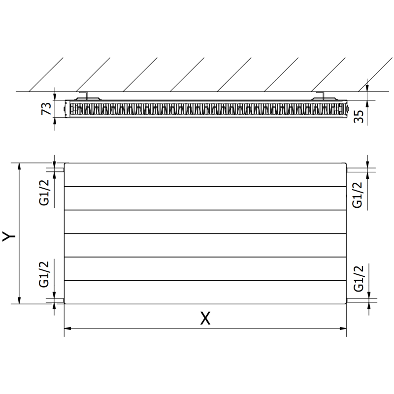 Mexen Line CL21 grzejnik płytowy 600 x 1300 mm, podłączenie boczne, 1572 W, czarny  - W421L-060-130-70