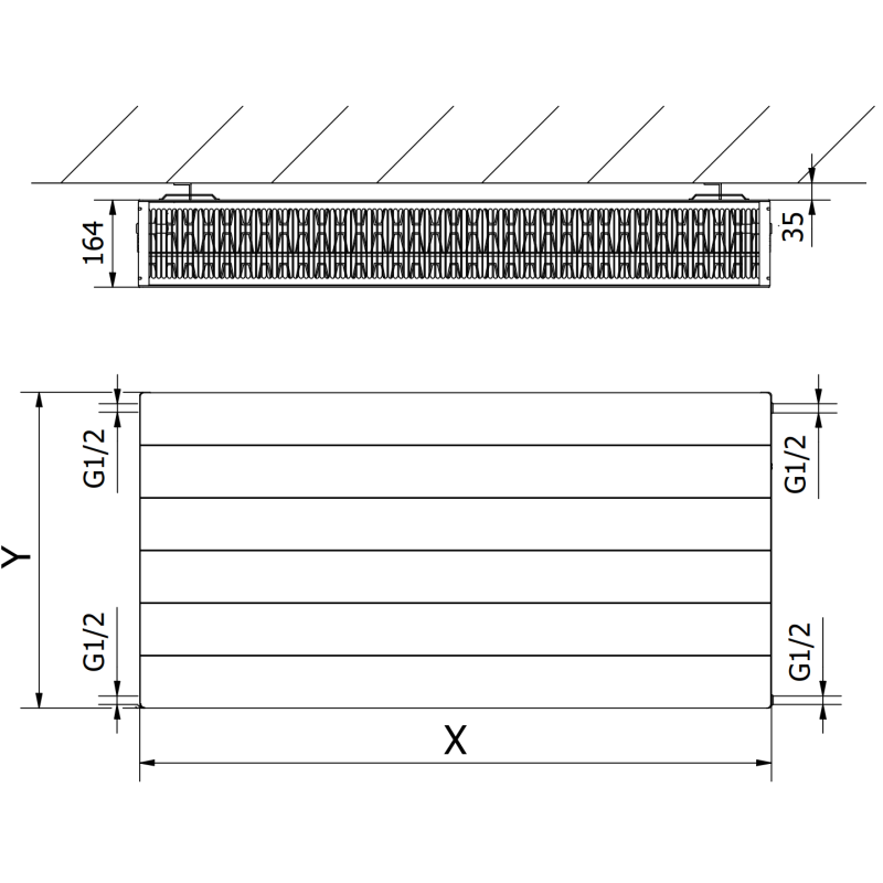 Mexen Line CL33 grzejnik płytowy 300 x 1400 mm, podłączenie boczne, 1736 W, czarny - W433L-030-140-70