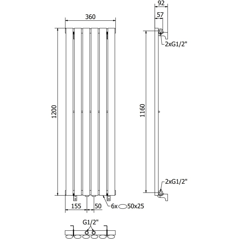 Mexen Oregon grzejnik dekoracyjny 1200 x 360 mm, 417 W, antracyt - W202-1200-350-00-66