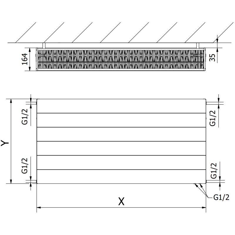 Mexen Line CVL33 grzejnik płytowy 600 x 400 mm, podłączenie dolne, 880 W, czarny - W633L-060-040-70