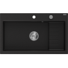 Mexen Omar zlewozmywak granitowy 1-komorowy 800 x 480 mm, czarny, syfon chrom - 6520801005-77