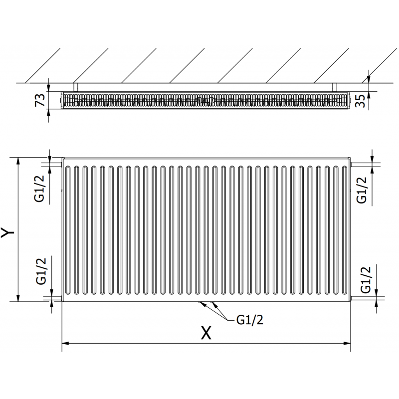 Mexen CC21 grzejnik płytowy 900 x 400 mm, podłączenie dolne środkowe, 710 W, biały - W6C21-090-040-00