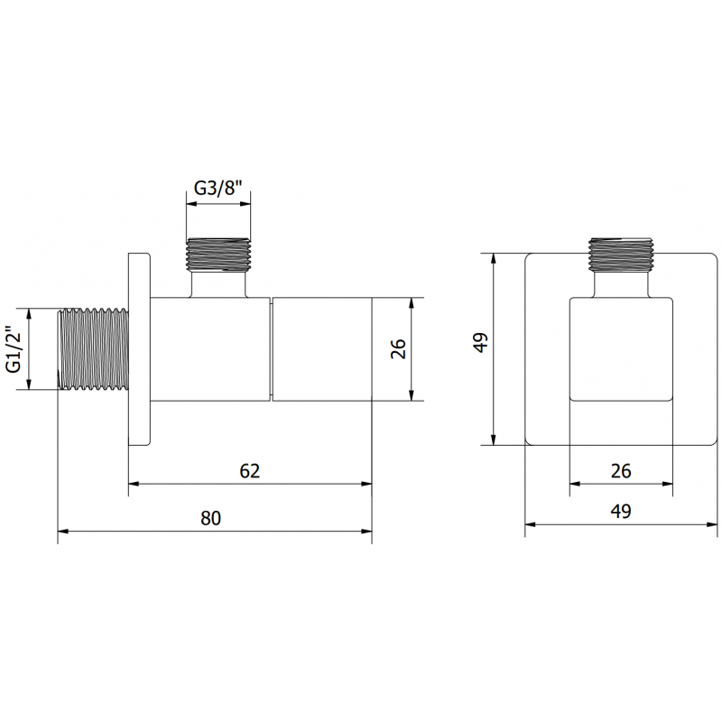 Mexen S zawór kątowy do baterii 1/2"x3/8", chrom - 79971-00