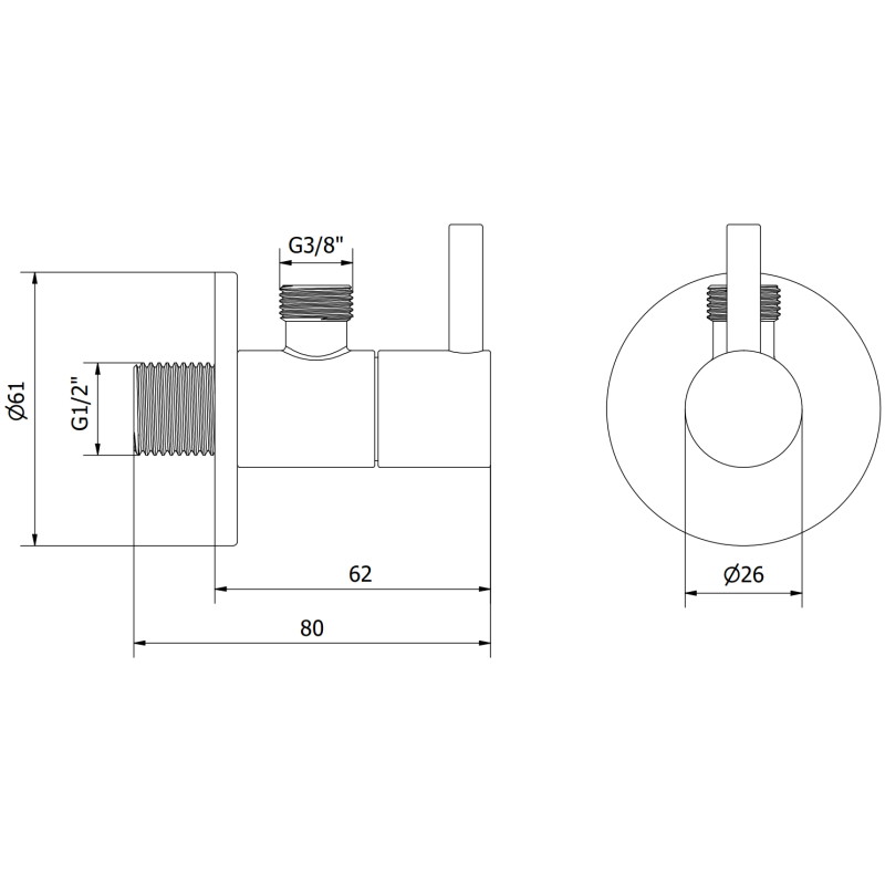 Mexen R2 zawór kątowy do baterii 1/2"x3/8", chrom - 79972-00