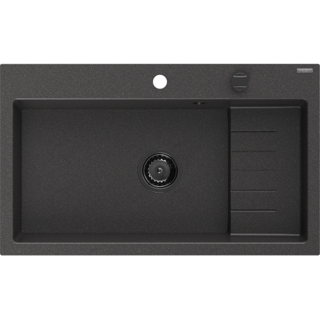 Mexen Omar zlewozmywak granitowy 1-komorowy 800 x 480 mm, czarny nakrapiany, syfon czarny - 6520801005-76-B