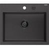 Mexen Oscar zlewozmywak granitowy 1-komorowy 580 x 490 mm, czarny nakrapiany, syfon czarny - 6519581000-76-B