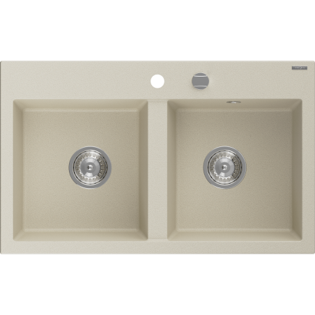 Mexen Hektor zlewozmywak granitowy 2-komorowy 800 x 480 mm, beżowy, syfon chrom - 6521802000-69