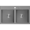 Mexen Hektor zlewozmywak granitowy 2-komorowy 800 x 480 mm, szary, syfon chrom - 6521802000-71