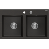 Mexen Hektor zlewozmywak granitowy 2-komorowy 800 x 480 mm, czarny/złoty metalik, syfon chrom - 6521802000-75