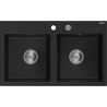 Mexen Hektor zlewozmywak granitowy 2-komorowy 800 x 480 mm, czarny, syfon chrom - 6521802000-77