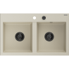Mexen Hektor zlewozmywak granitowy 2-komorowy 800 x 480 mm, beżowy, syfon czarny - 6521802000-69-B